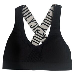 Juicy Couture Intimates Logo Crossback V-Neck Sports Bra Black Women’s Small
